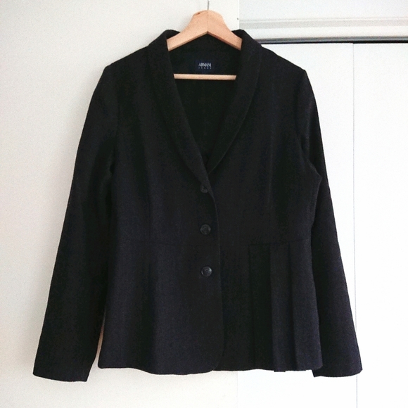 Armani Jeans black half-pleated blazer - Picture 2 of 4